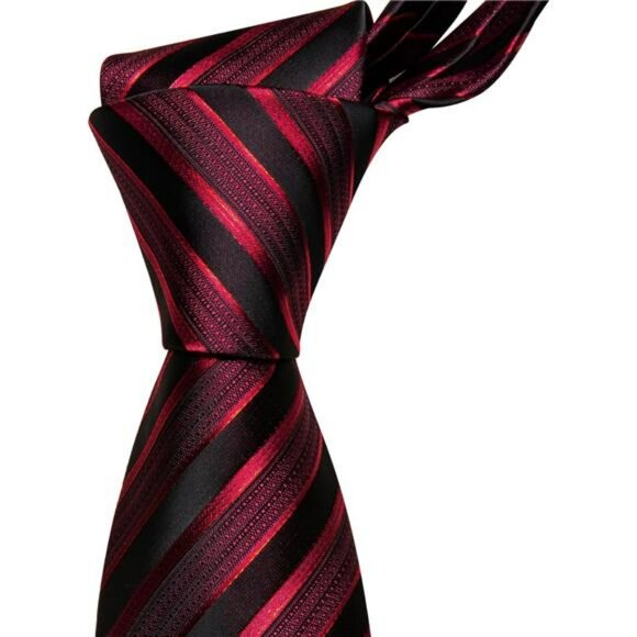 Mens Stripe Tie Set with Cufflinks Pocket Square Formal Wedding Business Suit - Picture 6 of 7